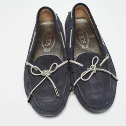 Tod's Navy Blue Suede Gommino Loafers Size 38