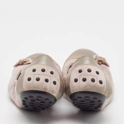 Pre Owned Tod's Purple Leather and Suede Scrunch Ballet Flats Size 40.5