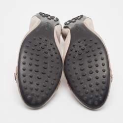 Pre Owned Tod's Purple Leather and Suede Scrunch Ballet Flats Size 40.5