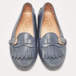 Pre Owned Tod's Blue Leather Loafers 37