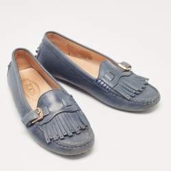 Pre Owned Tod's Blue Leather Loafers 37