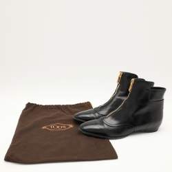 Pre Owned Tod's Black Leather Ankle Boots Size 37