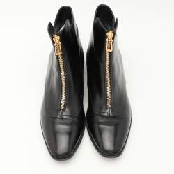Pre Owned Tod's Black Leather Ankle Boots Size 37