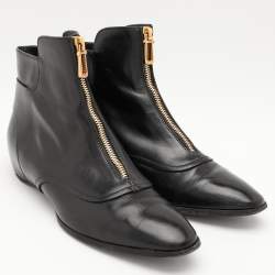 Pre Owned Tod's Black Leather Ankle Boots Size 37