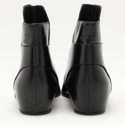 Pre Owned Tod's Black Leather Ankle Boots Size 37