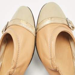 Tod's Tricolor Leather Buckle Detail Scrunch Ballet Flats Size 38