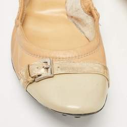 Tod's Tricolor Leather Buckle Detail Scrunch Ballet Flats Size 38