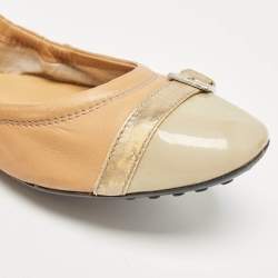 Tod's Tricolor Leather Buckle Detail Scrunch Ballet Flats Size 38