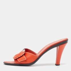 Tod's Orange Leather Slide Sandals Size 38.5