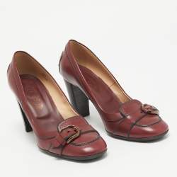 Tod's Burgundy Leather Loafer Pumps Size 38.5