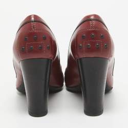 Tod's Burgundy Leather Loafer Pumps Size 38.5