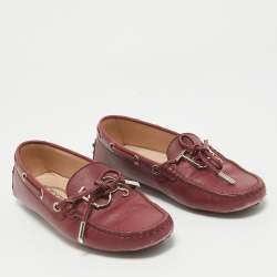 Pre Owned Tod's Burgundy Leather Penny Loafers Size 36
