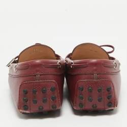 Pre Owned Tod's Burgundy Leather Penny Loafers Size 36