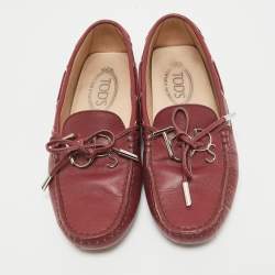 Pre Owned Tod's Burgundy Leather Penny Loafers Size 36