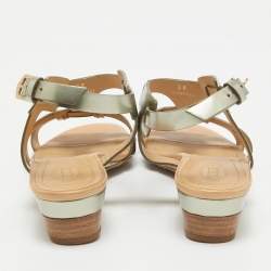 Pre Owned Tod's Metallic Leather Ankle Strap Sandals Size 38