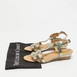 Pre Owned Tod's Metallic Leather Ankle Strap Sandals Size 38