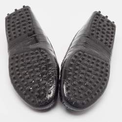 Pre Owned Tod's Black Croc Embossed Leather Gommino Loafers Size 37.5
