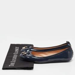 Pre Owned Tod's Navy Blue Patent Leather Ballet Flats Size 37
