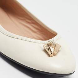 Tod's White Leather Stud Ballet Flats Size 37