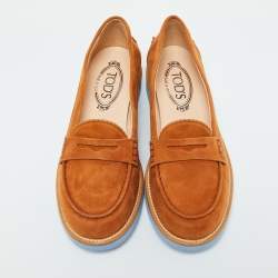 Pre Owned Tod's Brown Suede Donna Loafers Size 37