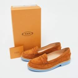 Pre Owned Tod's Brown Suede Donna Loafers Size 37