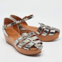Tod's Silver Leather Platform Sandals Size 40