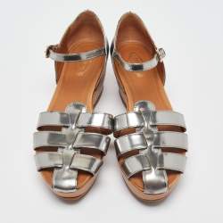 Tod's Silver Leather Platform Sandals Size 40