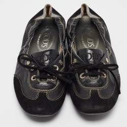 Tod's Black Leather and Suede Ballet Flats Size 37.5