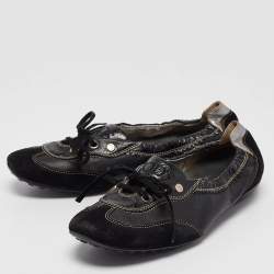 Tod's Black Leather and Suede Ballet Flats Size 37.5