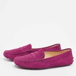 مملوكة مسبقًا Tod's Purple Suede Penny Loafers Size 40