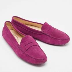 مملوكة مسبقًا Tod's Purple Suede Penny Loafers Size 40