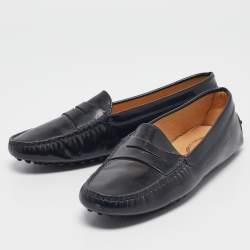Tod's Dark Navy Blue Patent Leather Penny Loafers Size 39.5