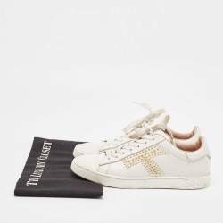 Tod's White Leather Studs Lace Up Sneakers Size 36