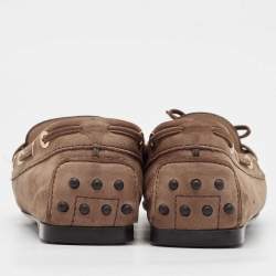 Tod's Brown Nubuck Leather Gommino Loafers Size 39.5