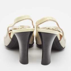 Tod's Cream Patent Leather and Fabric Bow Slingback Pumps Size 39