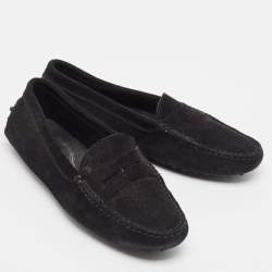 Tod's Black Suede Gommino Slip On Loafers Size 37.5