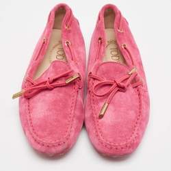 Tod's Pink Suede Slip On Loafers Size 37