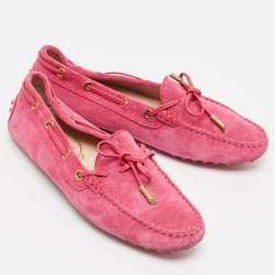 Tod's Pink Suede Slip On Loafers Size 37