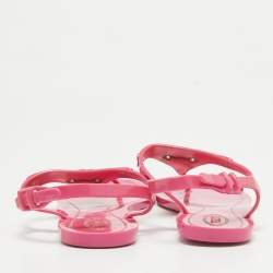 Pre Owned Tod's Pink Rubber Studded Tassel Thong Flat Sandals Size 39