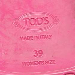 Pre Owned Tod's Pink Rubber Studded Tassel Thong Flat Sandals Size 39