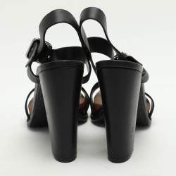 Tod's Black Leather Ankle Strap Sandals Size 41