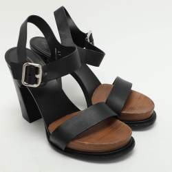 Tod's Black Leather Ankle Strap Sandals Size 41