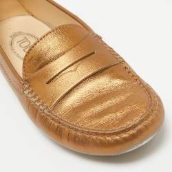 Tod's Golden Brown Leather Penny Slip On Loafers Size 38.5