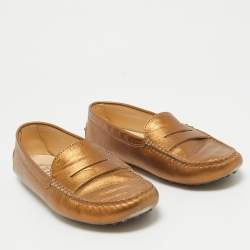 Tod's Golden Brown Leather Penny Slip On Loafers Size 38.5