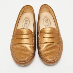 Tod's Golden Brown Leather Penny Slip On Loafers Size 38.5