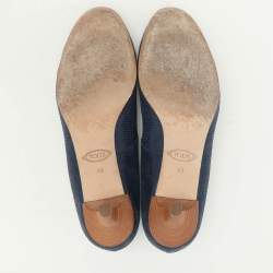 Tod's Blue Lizard Embossed Leather Round Toe Pumps Size 40