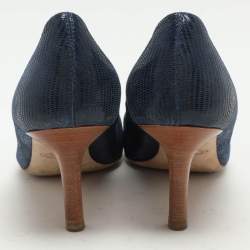 Tod's Blue Lizard Embossed Leather Round Toe Pumps Size 40