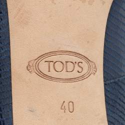 Tod's Blue Lizard Embossed Leather Round Toe Pumps Size 40