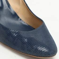 Tod's Blue Lizard Embossed Leather Round Toe Pumps Size 40