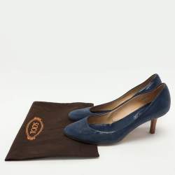 Tod's Blue Lizard Embossed Leather Round Toe Pumps Size 40